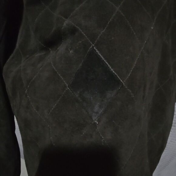 VTG Black Nubuck Leather Jacket Sz10 Distressed Snap Quilted Moto Bomber Biker - Picture 16 of 16